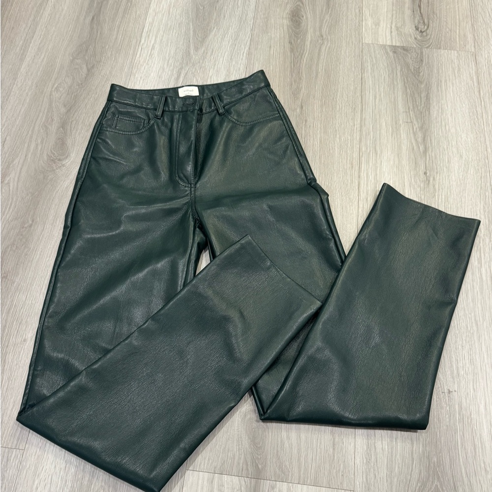 Wilfred Forest Green Leather Pants